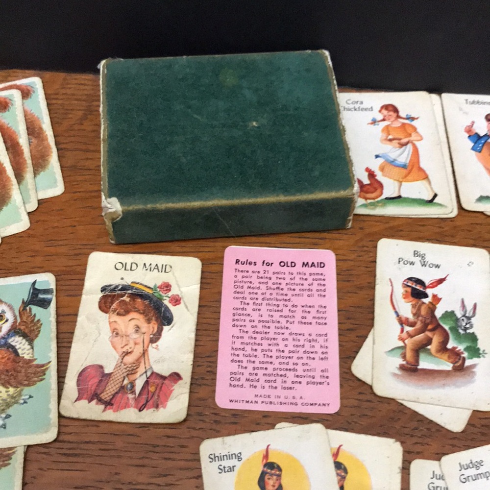 Old Maid Card Game In Original Velvet Box Whitman pub. Co. VINTAGE